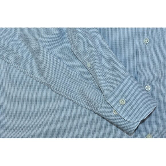 Ermenegildo Zegna Dress Men's Shirt Size 16.5 42 XXL Blue Square Woven Button Up - Picture 4 of 12